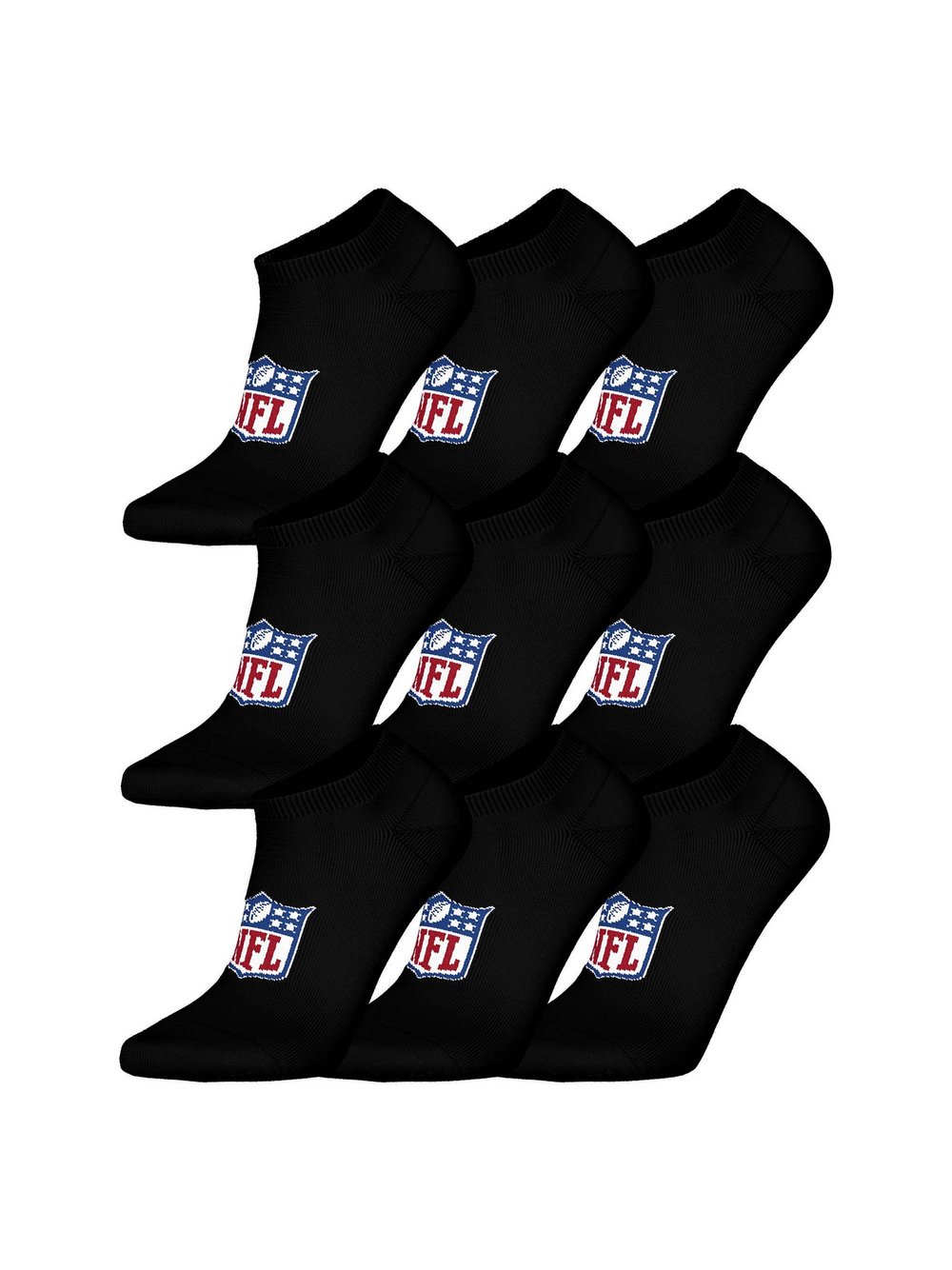 NFL Socken 9er Pack Damen Baumwolle schwarz gemustert, 39-42