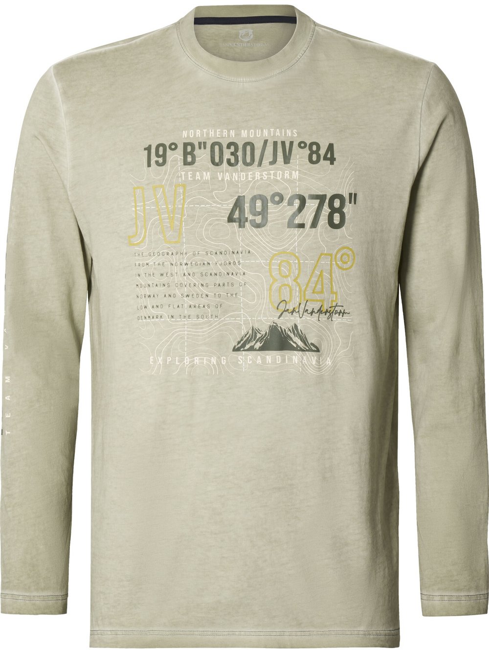 Thumbnail - Jan Vanderstorm Langarmshirt Herren Baumwolle grün bedruckt, L