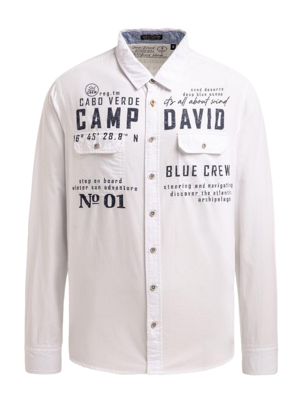 Thumbnail - Camp David Hemd Herren Regular Fit Baumwolle weiß bedruckt, XXL