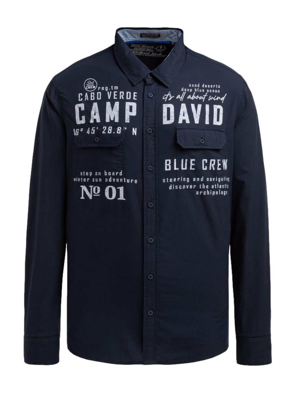 Thumbnail - Camp David Hemd Herren Regular Fit Baumwolle blau bedruckt, XXL