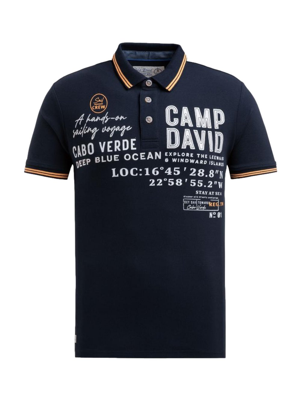 Thumbnail - Camp David Poloshirt Herren Baumwolle blau bedruckt, XL