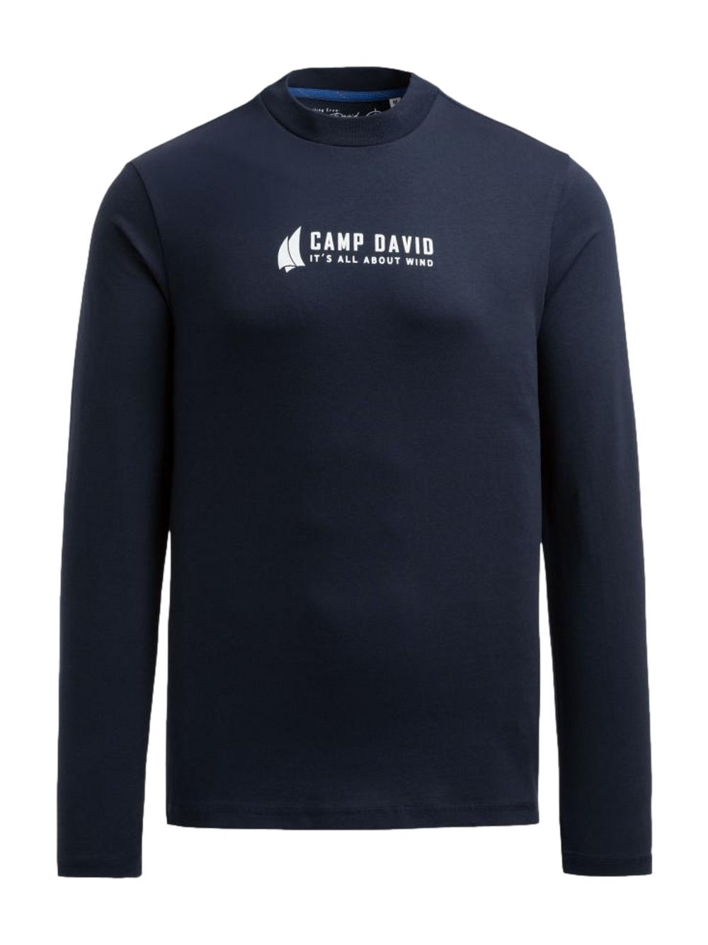 Thumbnail - Camp David Langarmshirt Herren Baumwolle blau bedruckt, XL