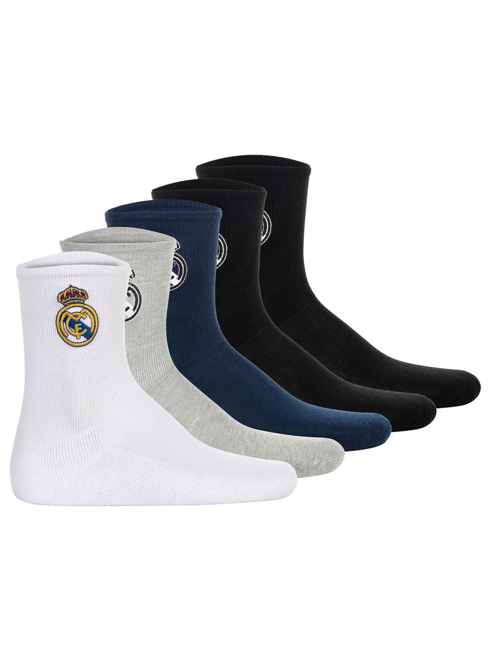 Real Madrid Socken 5er Pack Kinder Baumwolle mehrfarbig bedruckt, 35-38