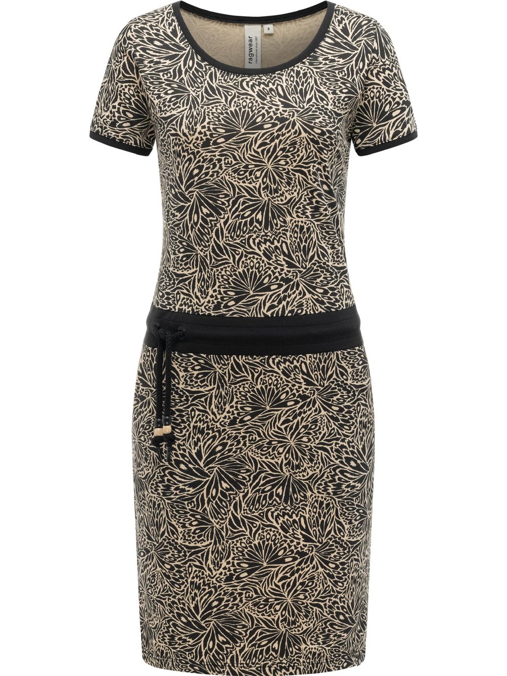 Ragwear Sommerkleid Damen Baumwolle schwarz gemustert, L