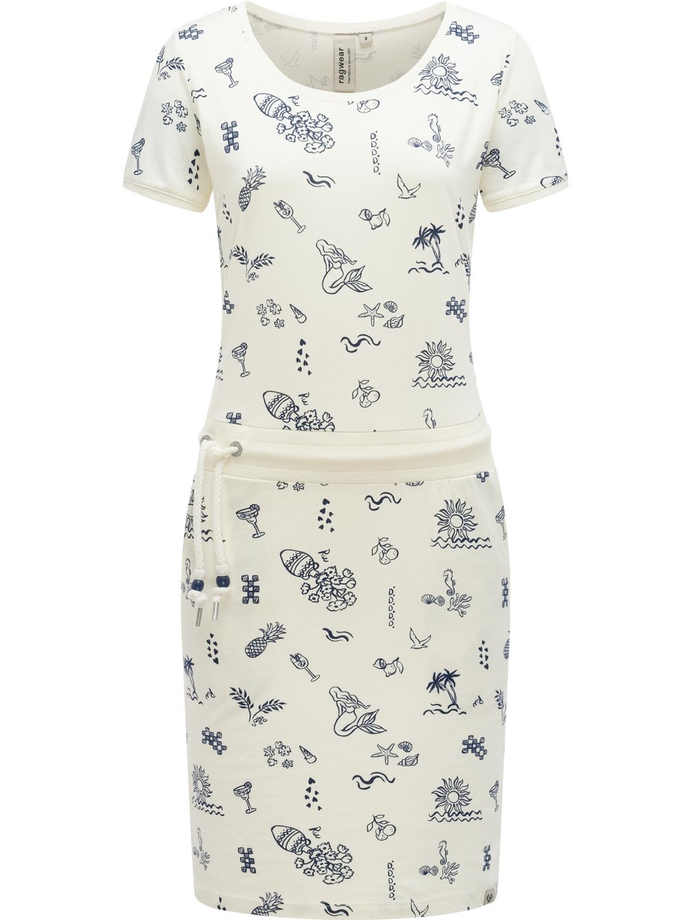 Ragwear Minikleid Damen Baumwolle beige gemustert, L