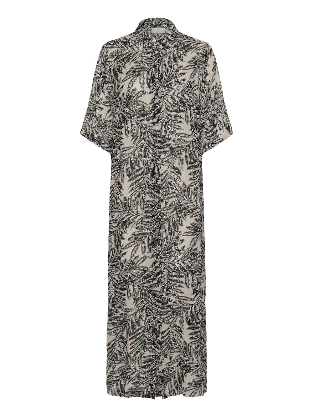 Kaffe - Graues Blattmuster Hemdkleid - Dresses - Damen - Grau - S - Bild 4