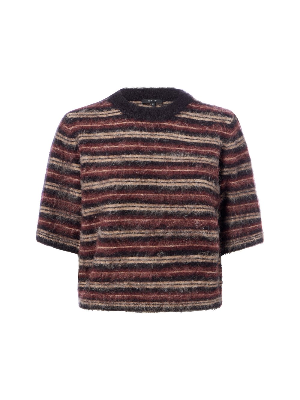 VAN GRAAF Opus Damen Mehrfarbig Kurzarm-Pullover Mit Woll- Und Alpaka-Anteil Größe 40