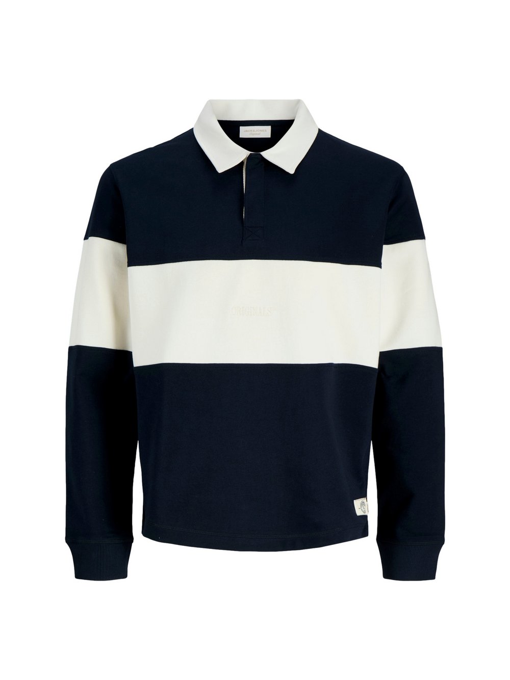 Jack & Jones Herren Navy – Rugby-Oberteil Mit Colourblock-Design In Marineblau Und Weiß - Bild 5