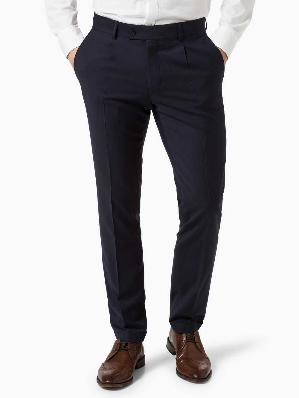 Finshley & Harding London - Męskie spodnie od garnituru modułowego – Garry, niebieski