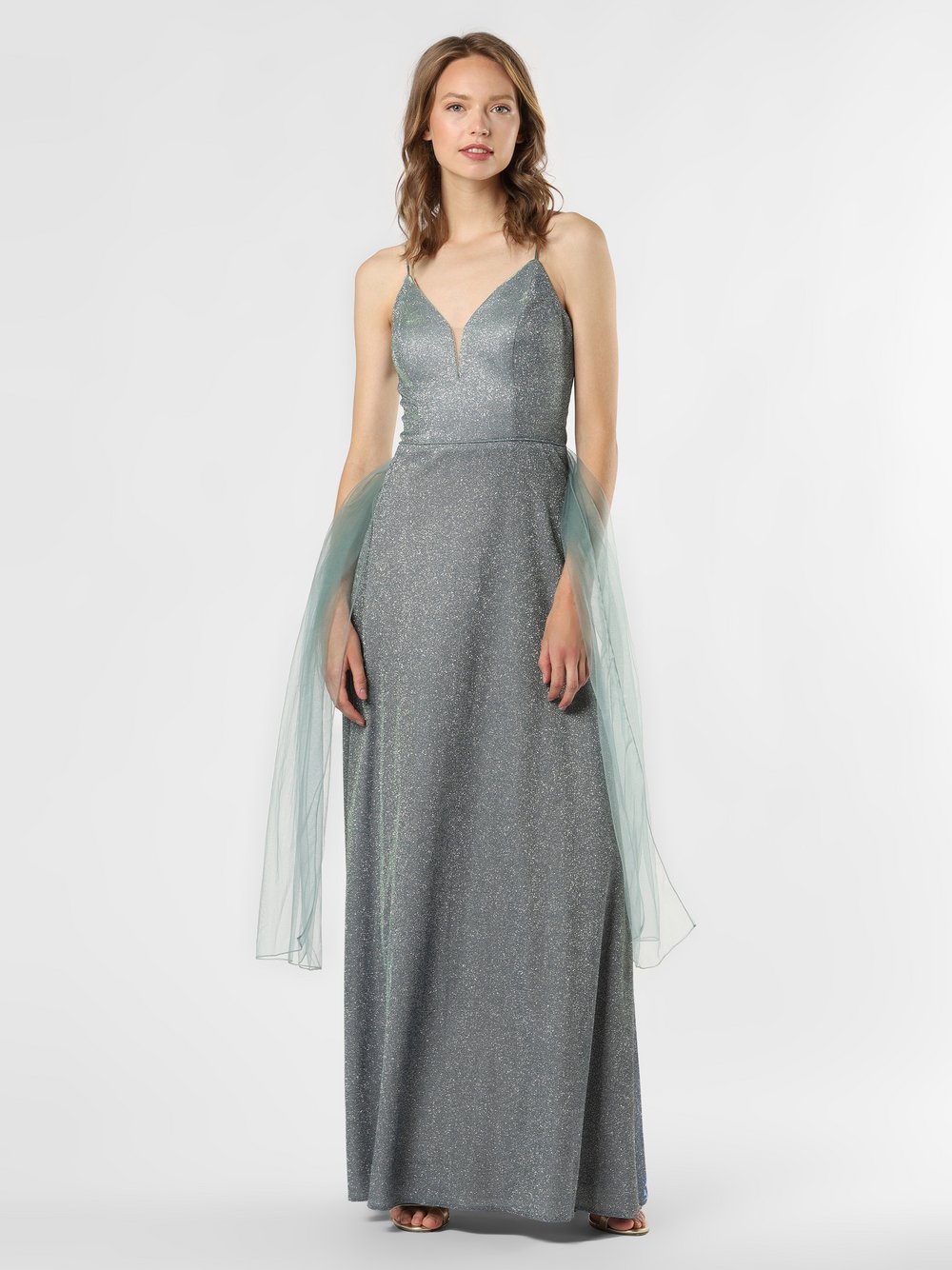 Luxuar Fashion - Damska sukienka wieczorowa, niebieski|zielony|wielokolorowy