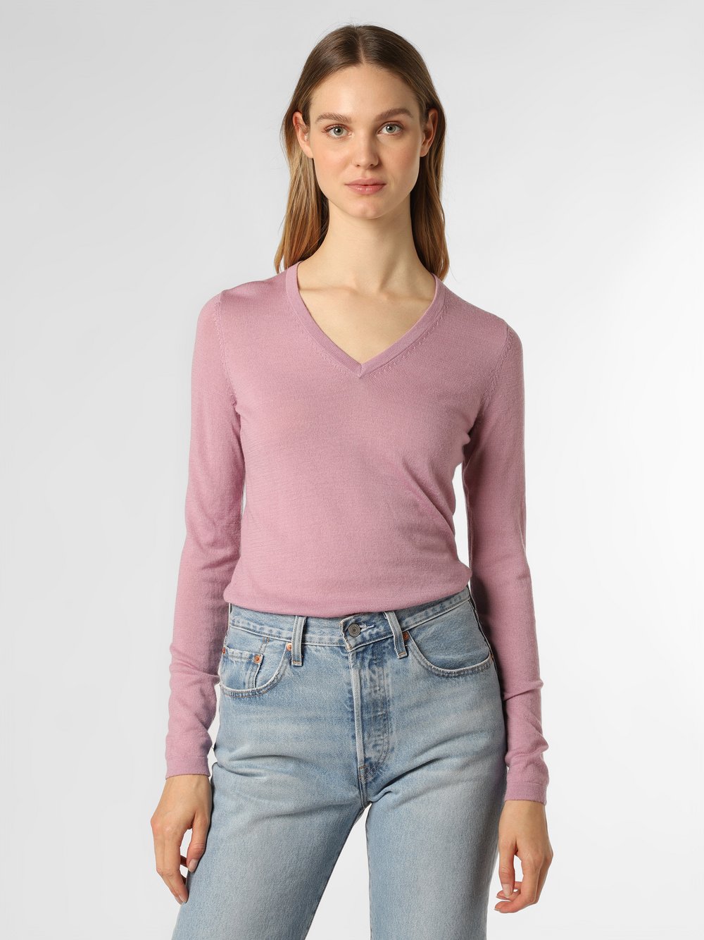 Brookshire - Damski sweter z wełny merino, różowy