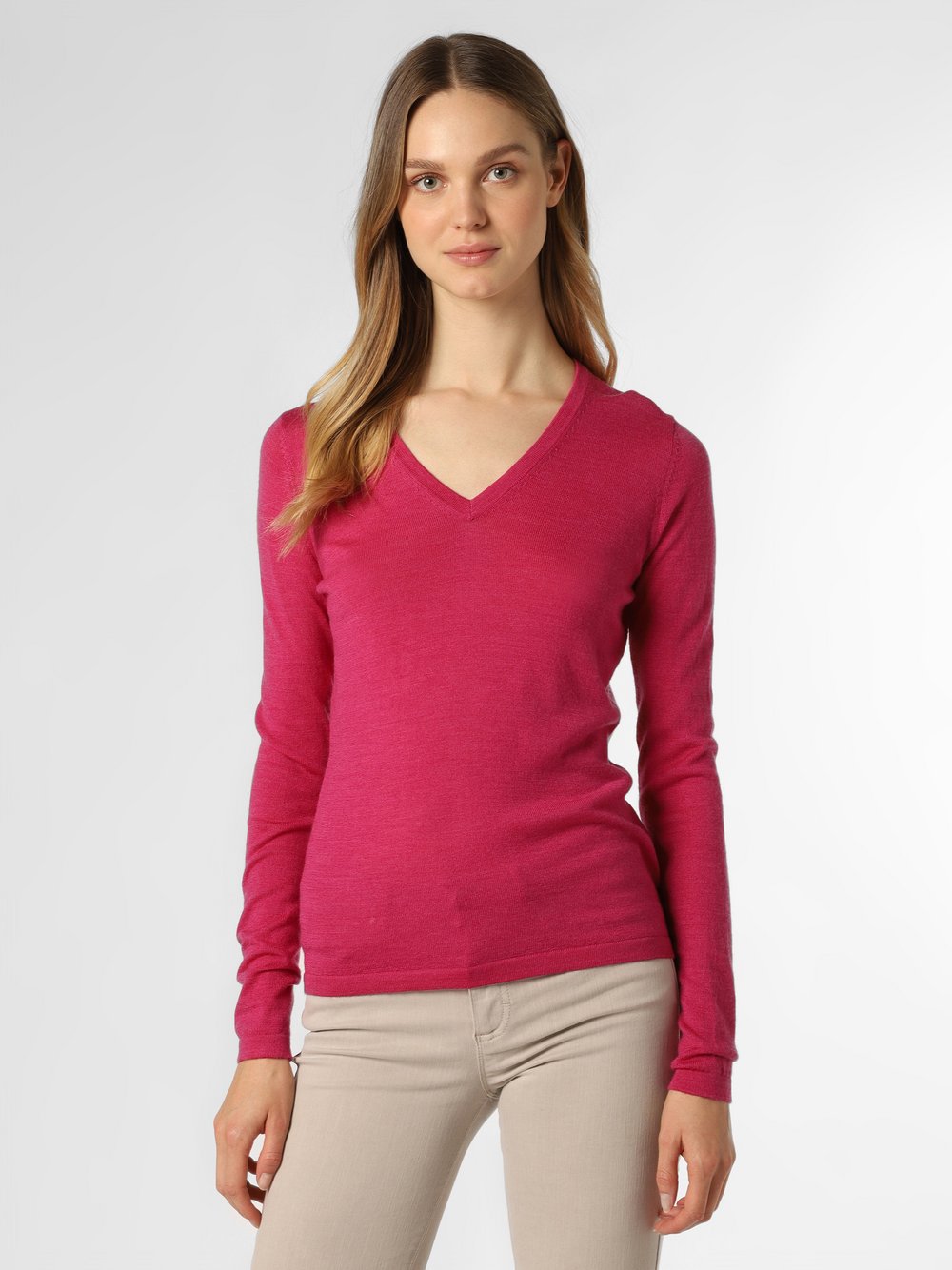 Brookshire - Damski sweter z wełny merino, wyrazisty róż