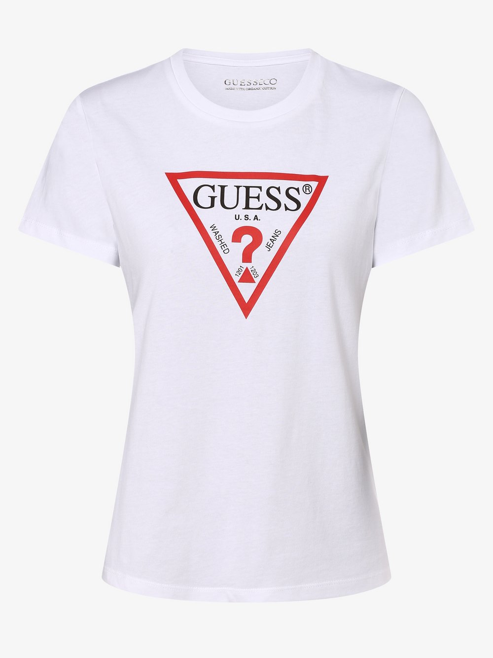 GUESS - T-shirt damski, biały