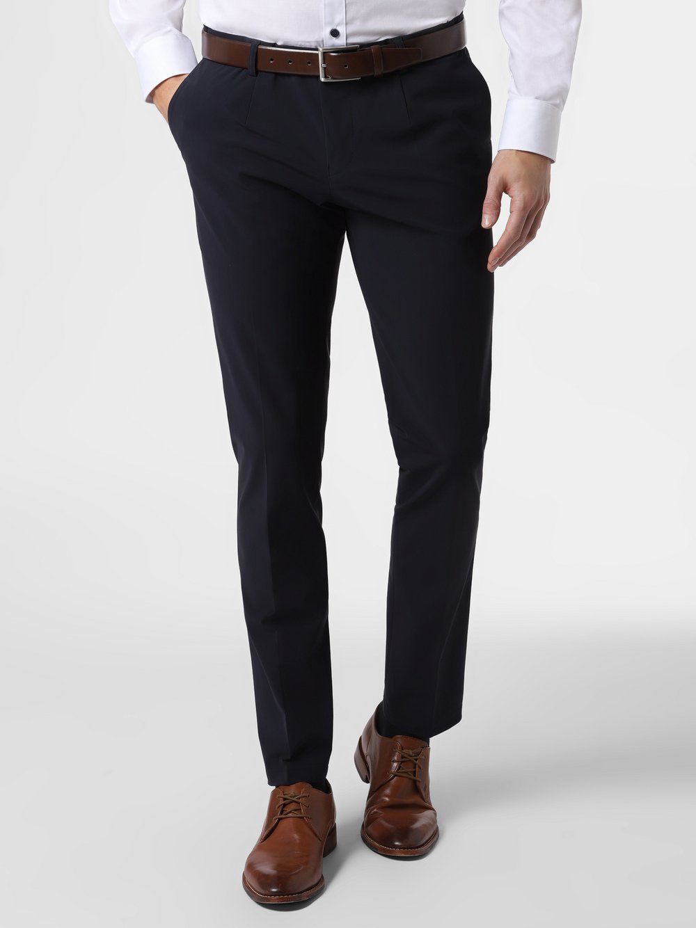 Finshley & Harding London - Męskie spodnie od garnituru modułowego – Hudson-B, niebieski