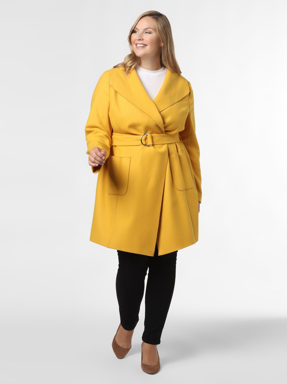 Samoon - Płaszcz damski – duże rozmiary, żółty