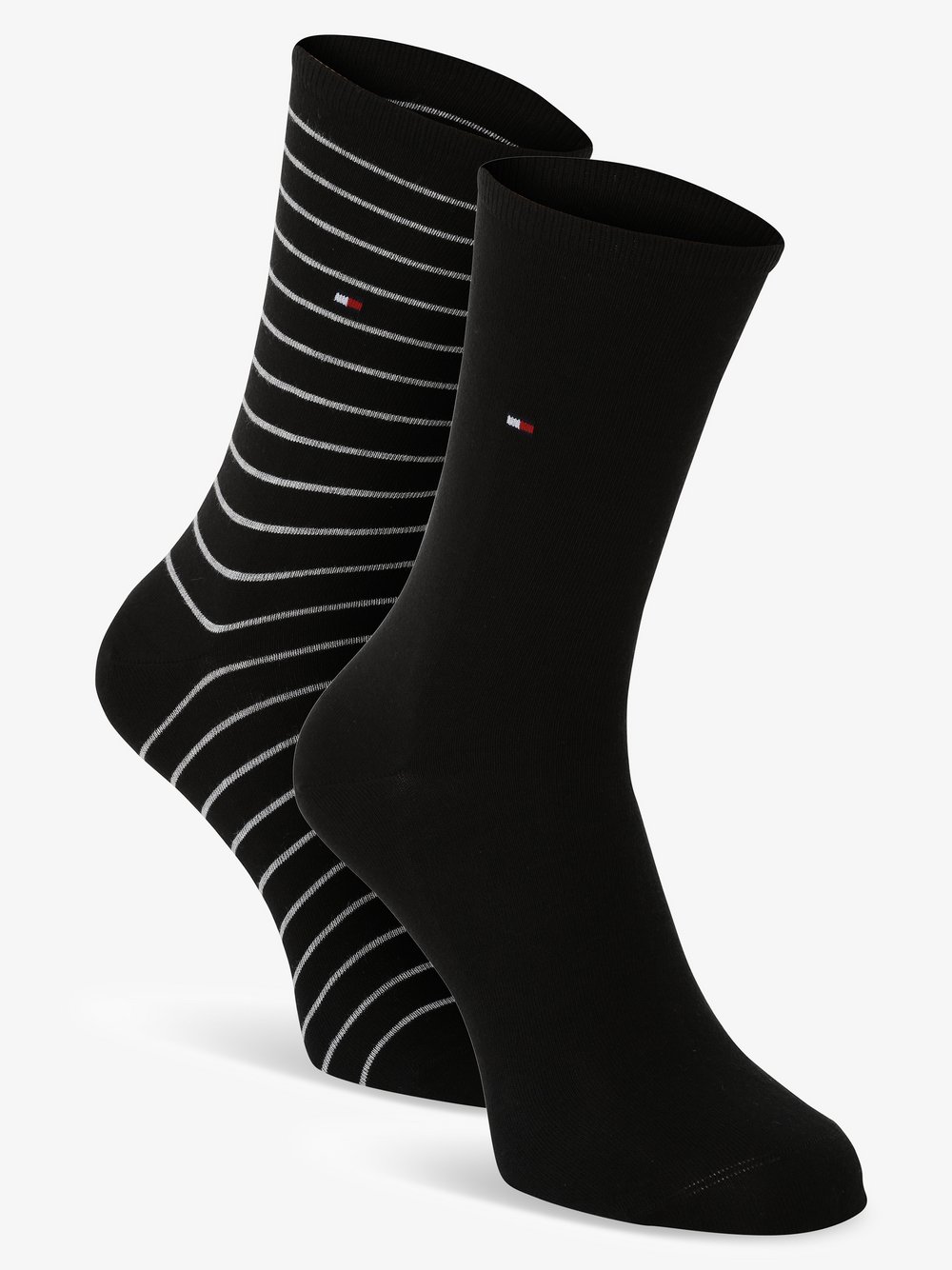 Tommy Hilfiger Socken im 2er-Pack Damen Baumwolle schwarz gestreift, 35-38