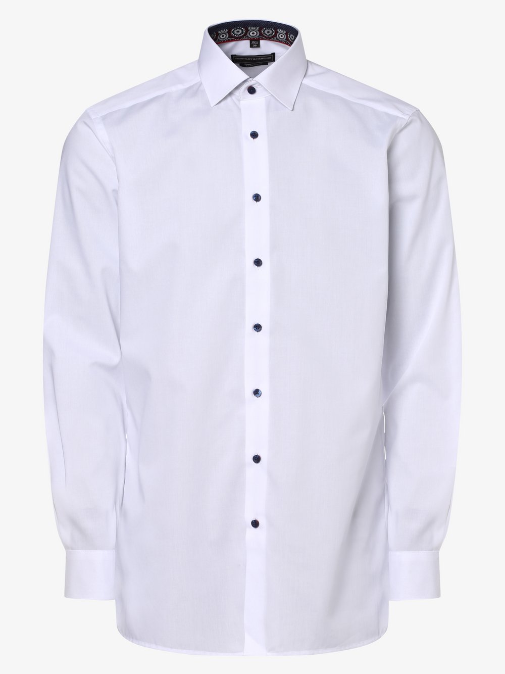 Finshley & Harding - Koszula męska łatwa w prasowaniu z bardzo długim rękawem, biały