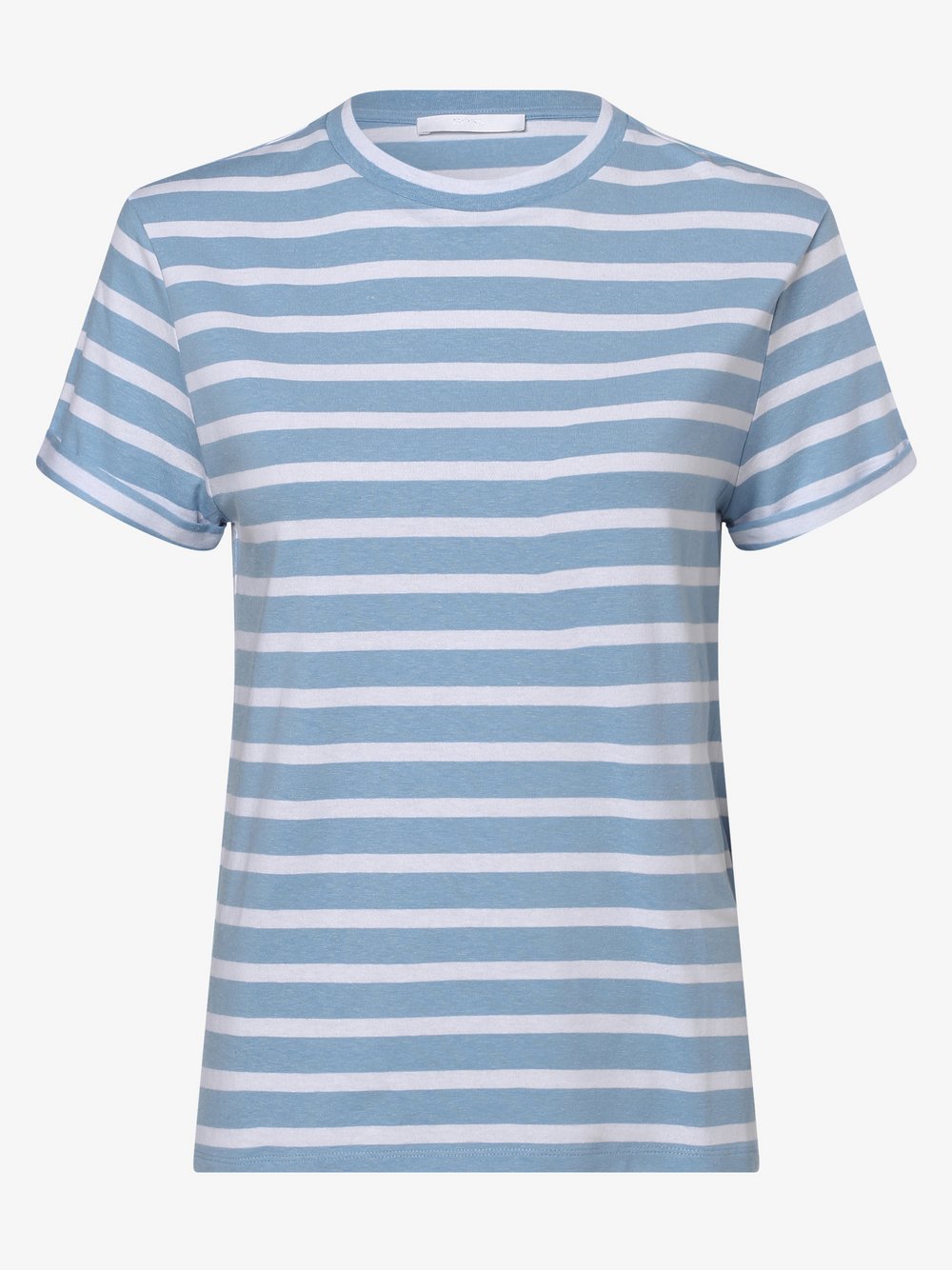 BOSS Casual - T-shirt damski z dodatkiem lnu – C_Espring, niebieski