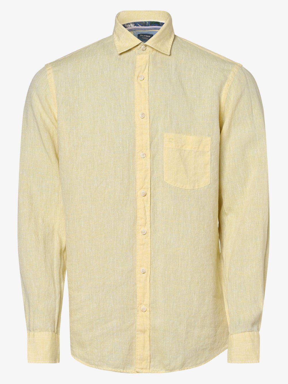 OLYMP Casual modern fit - Męska koszula lniana, żółty