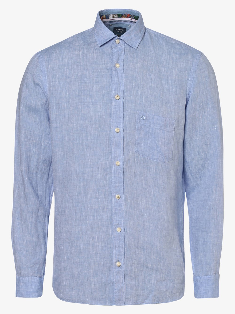 OLYMP Casual modern fit - Męska koszula lniana, niebieski