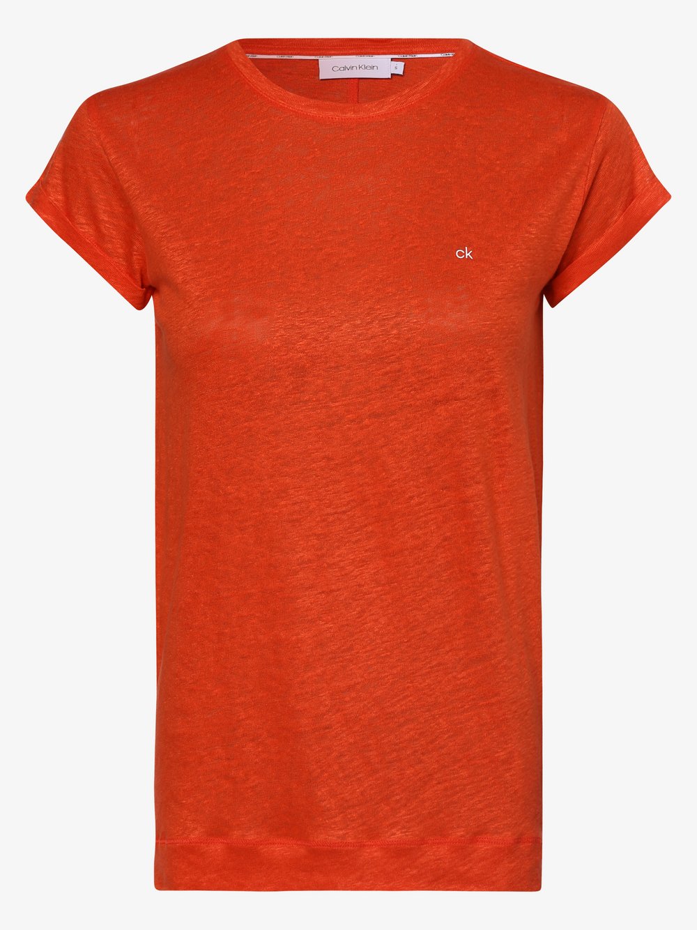 Calvin Klein - Damska bluzka lniana, pomarańczowy