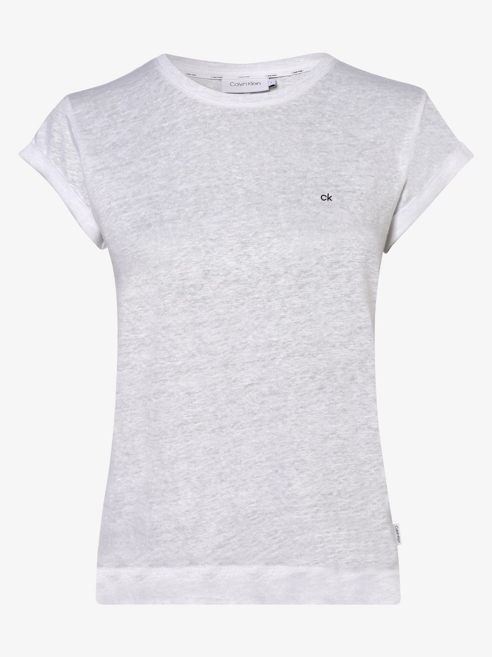Calvin Klein - Damska bluzka lniana, biały