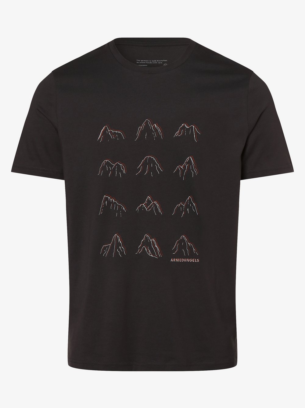 ARMEDANGELS - T-shirt męski – Jaames Many Mountains, czarny