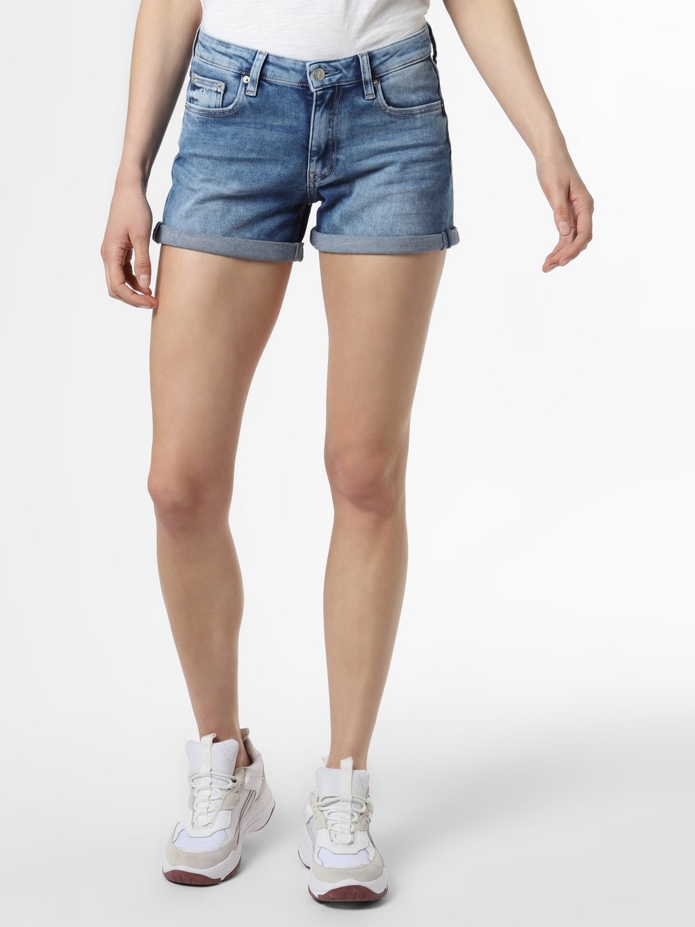 Calvin Klein Jeans - Damskie krótkie spodenki jeansowe, niebieski
