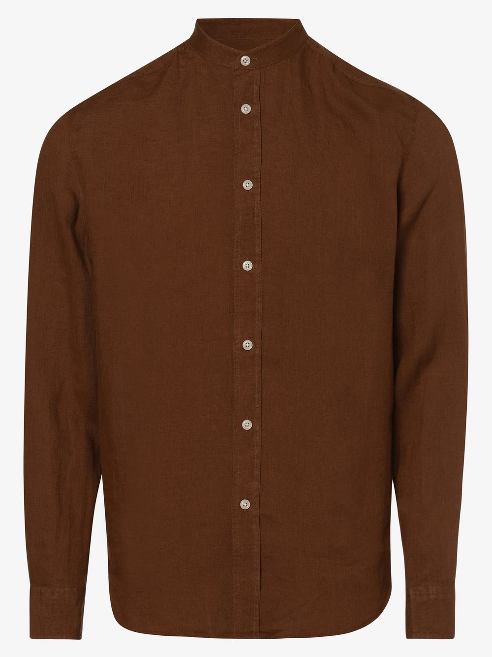 Drykorn - Lniana koszula męska – Tarok, brązowy
