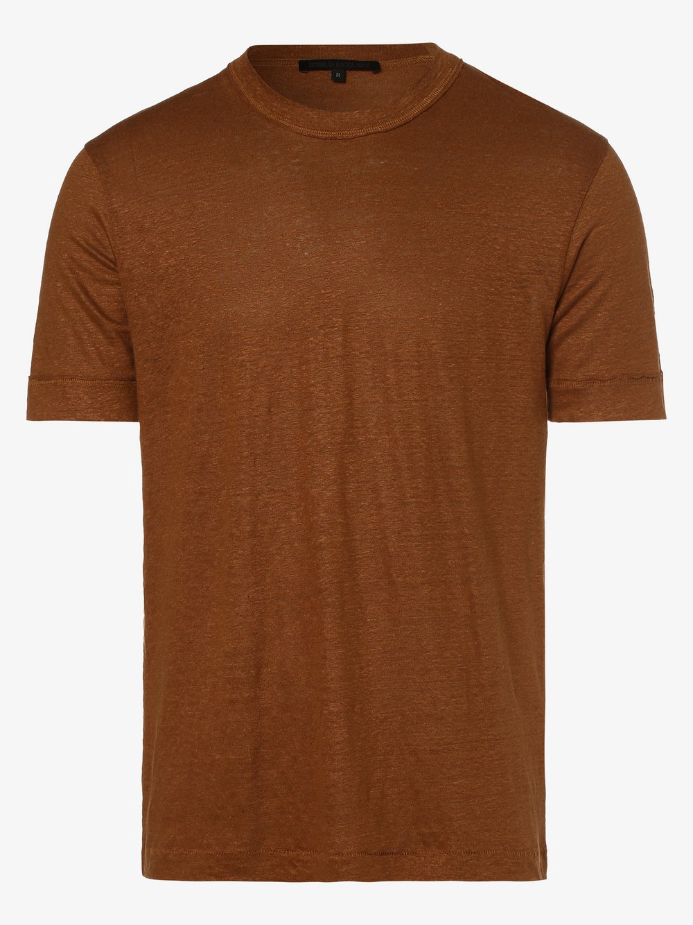 Drykorn - T-shirt męski z lnu – Raphael, brązowy