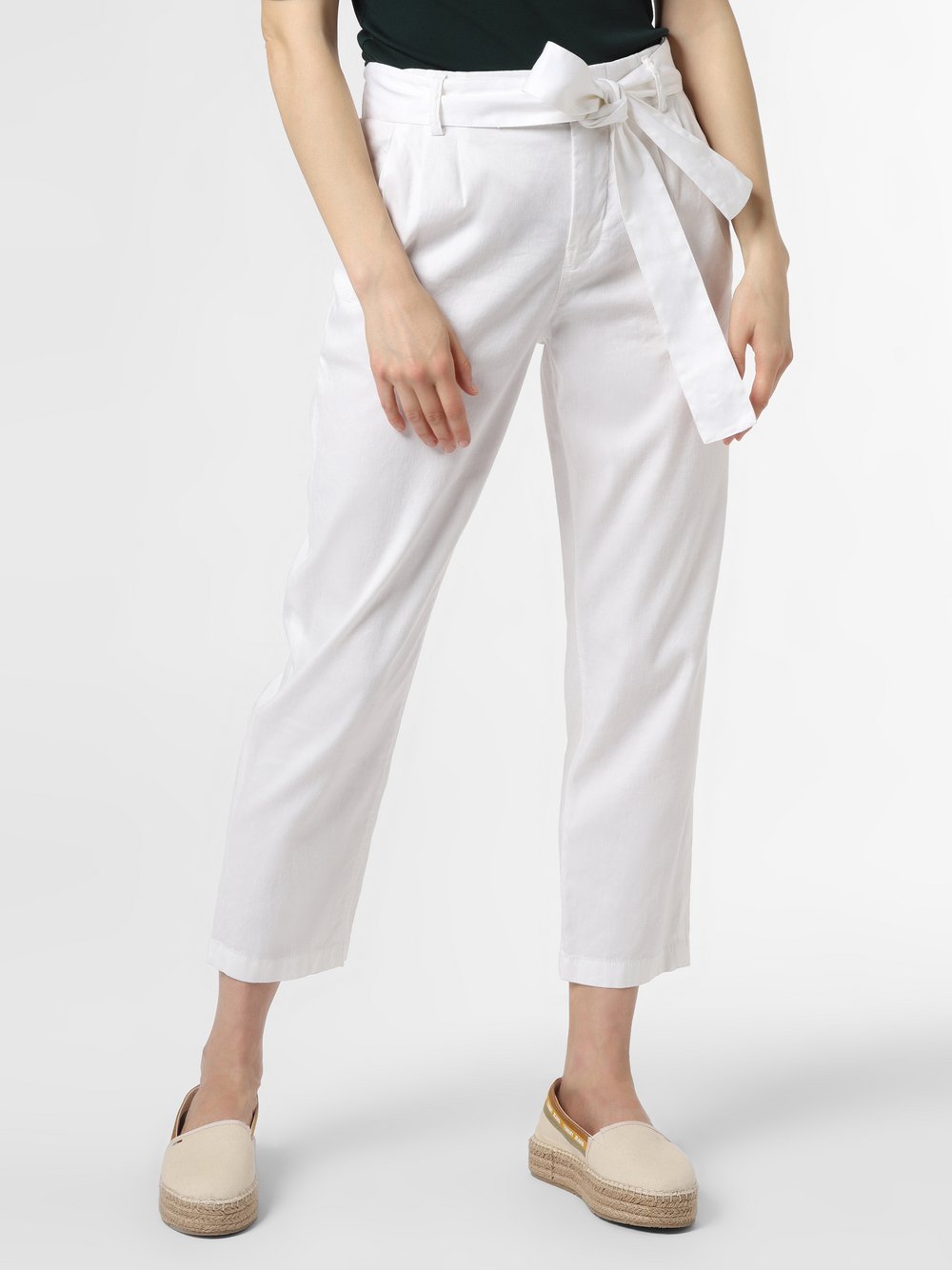Drykorn - Spodnie damskie z dodatkiem lnu – Dispatch_2, biały