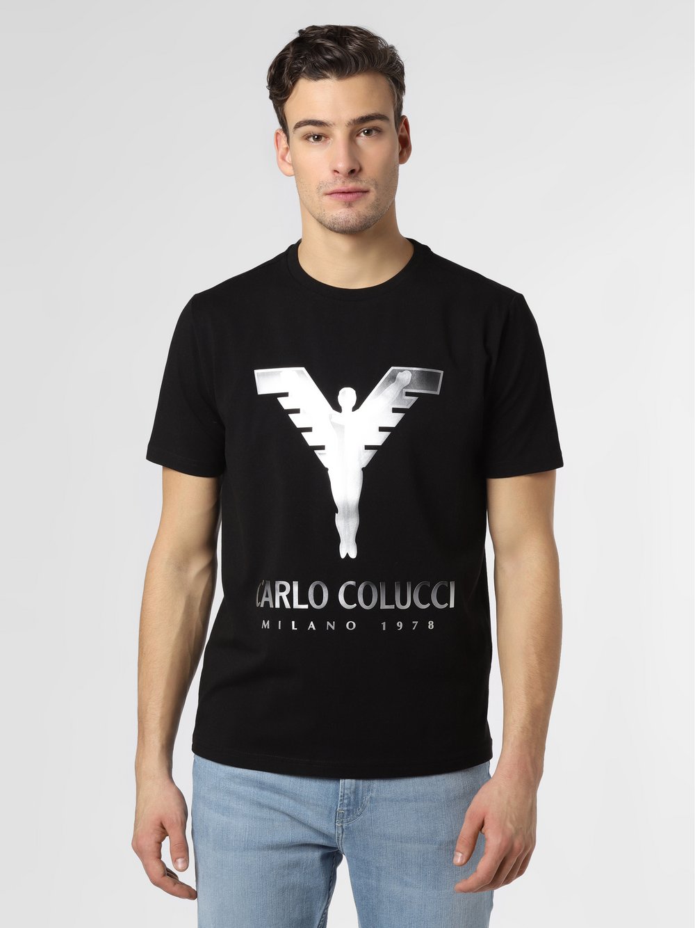 Carlo Colucci - T-shirt męski, czarny