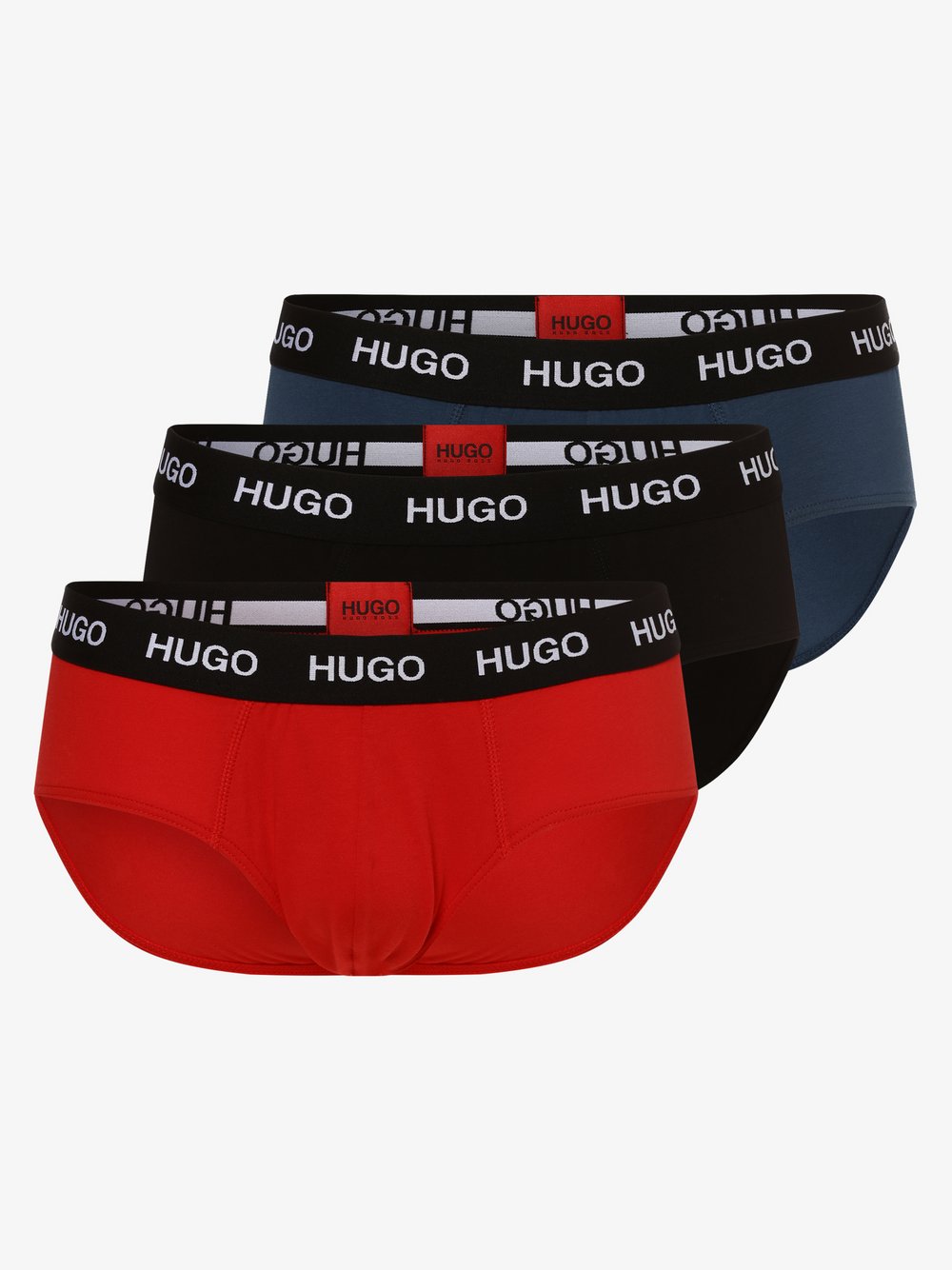 HUGO - Slipy męskie pakowane po 3 szt., czerwony