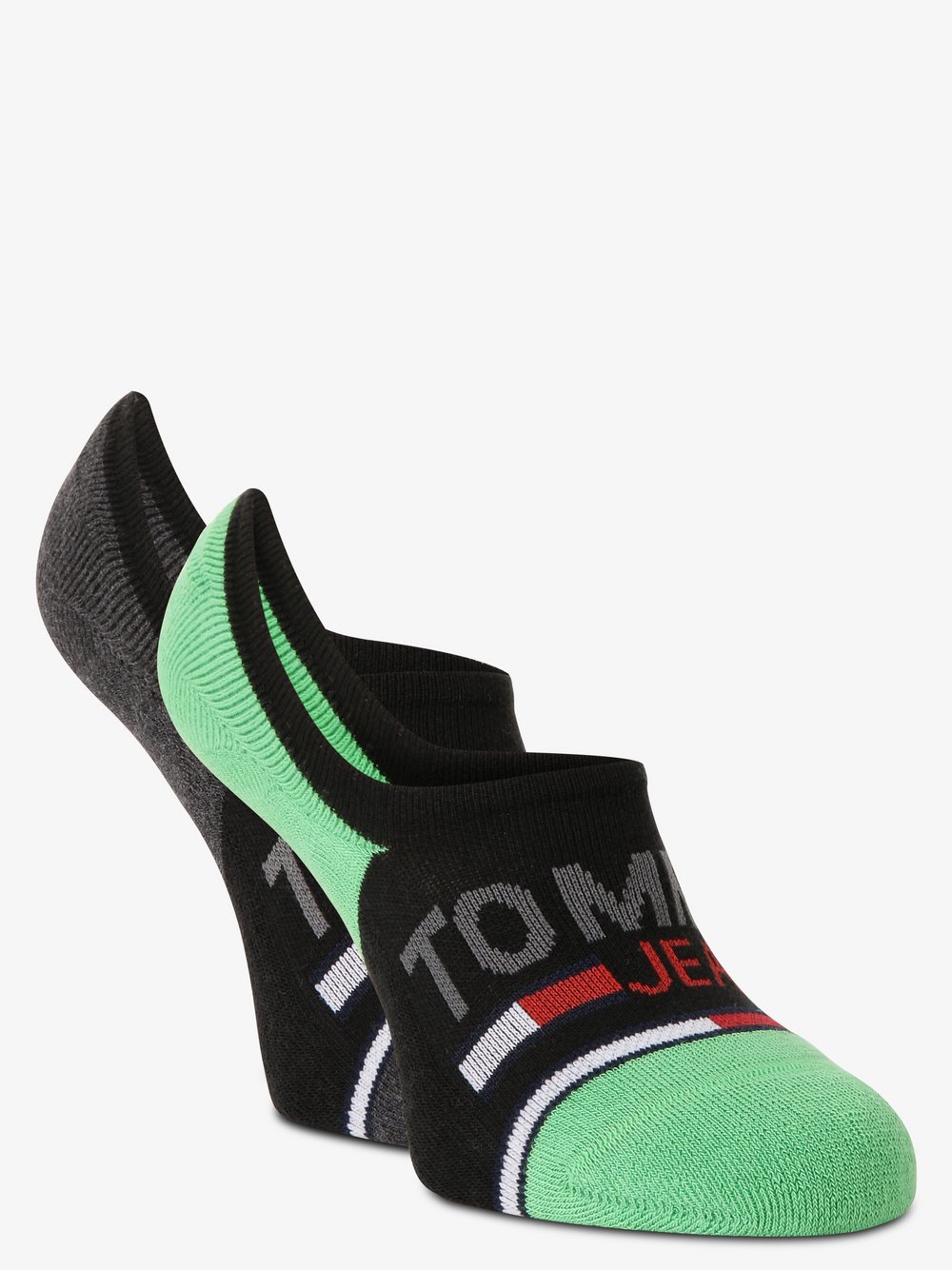 Tommy Jeans - Damskie skarpety do obuwia sportowego pakowane po 2 szt., zielony|wielokolorowy