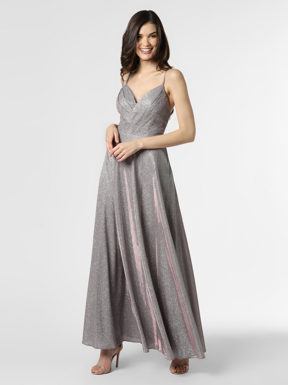 Laona - Damska sukienka wieczorowa, szary|srebrny|różowy