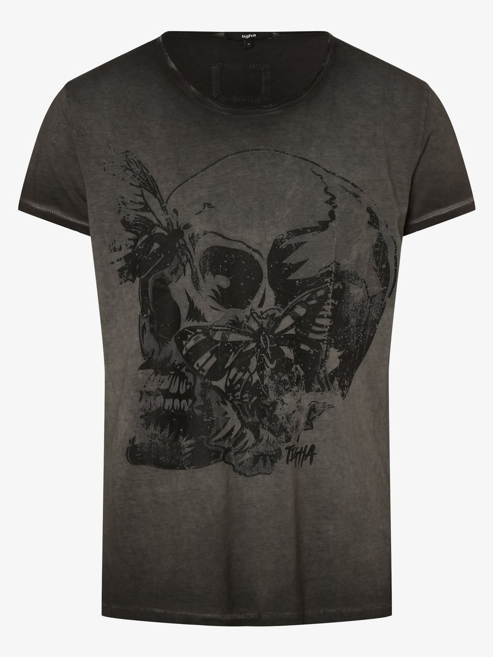 Tigha - T-shirt męski – Skull & Butterflies, szary