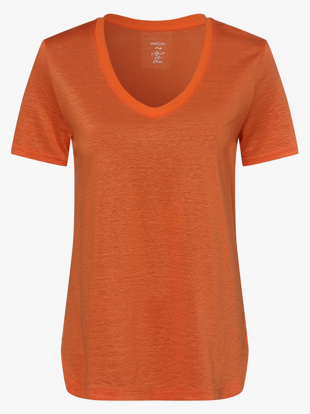 Marc Cain Collections - T-shirt damski z dodatkiem lnu, pomarańczowy
