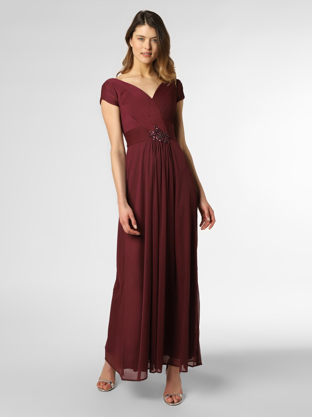 Luxuar Fashion - Damska sukienka wieczorowa, lila|czerwony