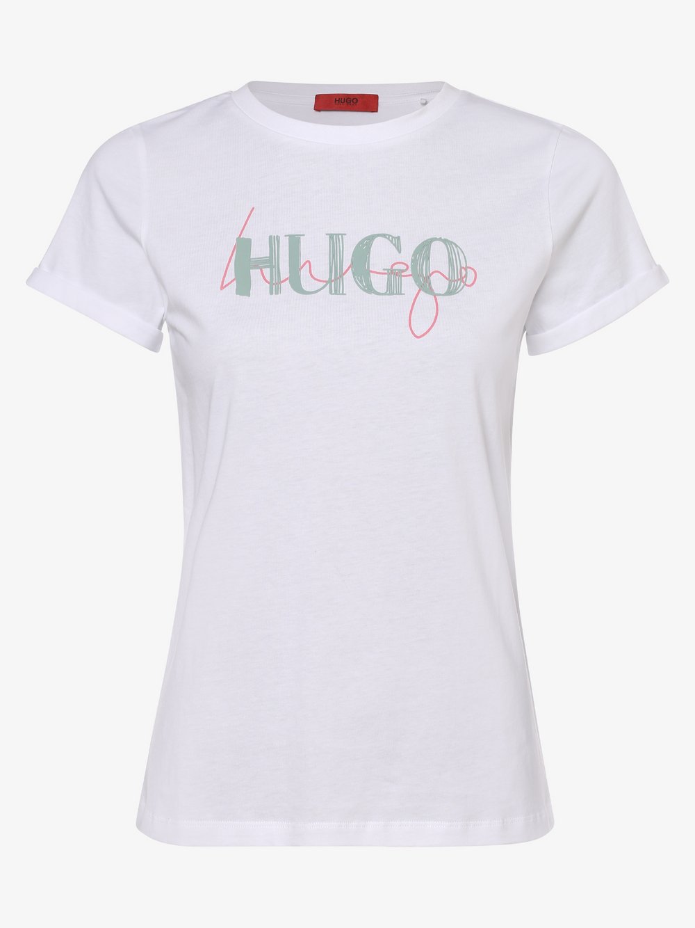 HUGO - T-shirt damski – The Slim Tee 9, biały