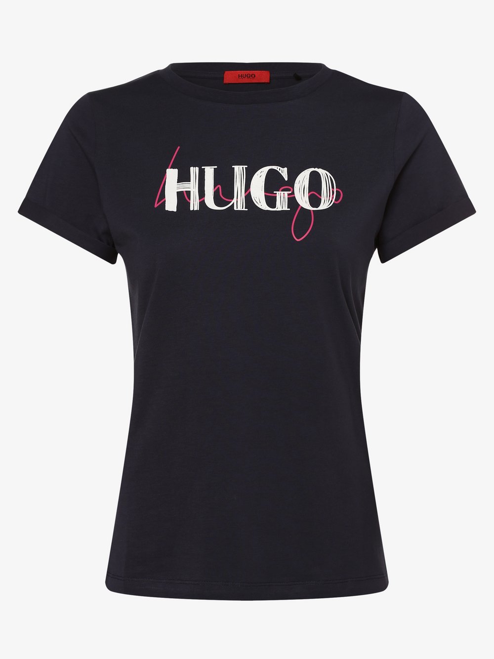 HUGO - T-shirt damski – The Slim Tee 9, niebieski