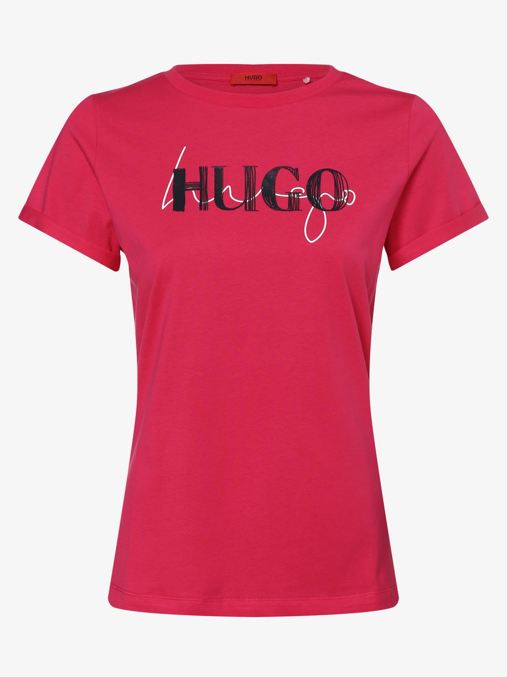 HUGO - T-shirt damski – The Slim Tee 9, różowy