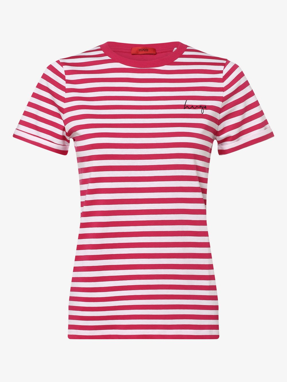 HUGO - T-shirt damski – The Slim Tee 10, różowy