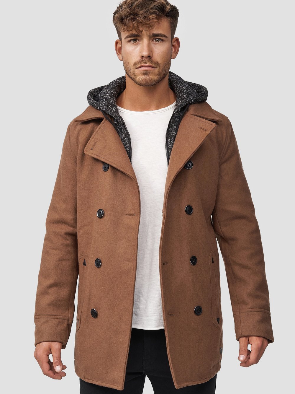 Indicode Mantel Herren Wolle braun, L