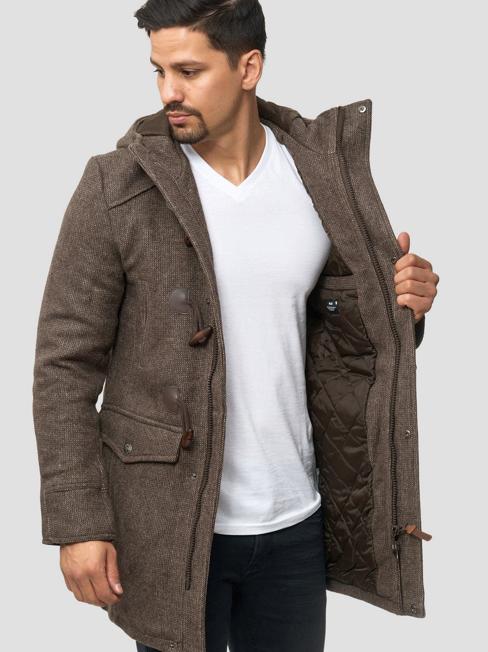 Indicode Mantel Herren Wolle braun, L