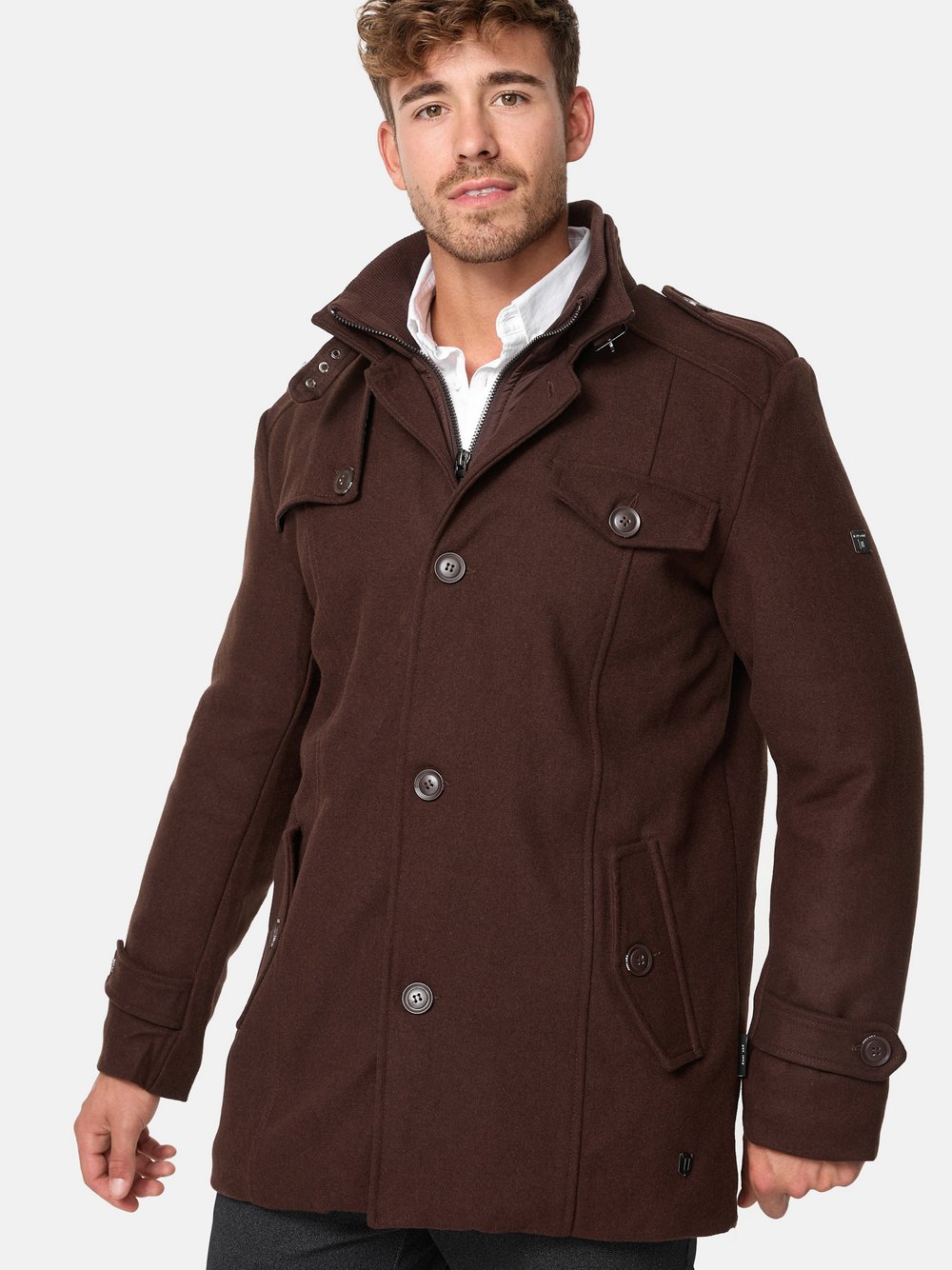 Indicode Mantel Herren Wolle braun, XL