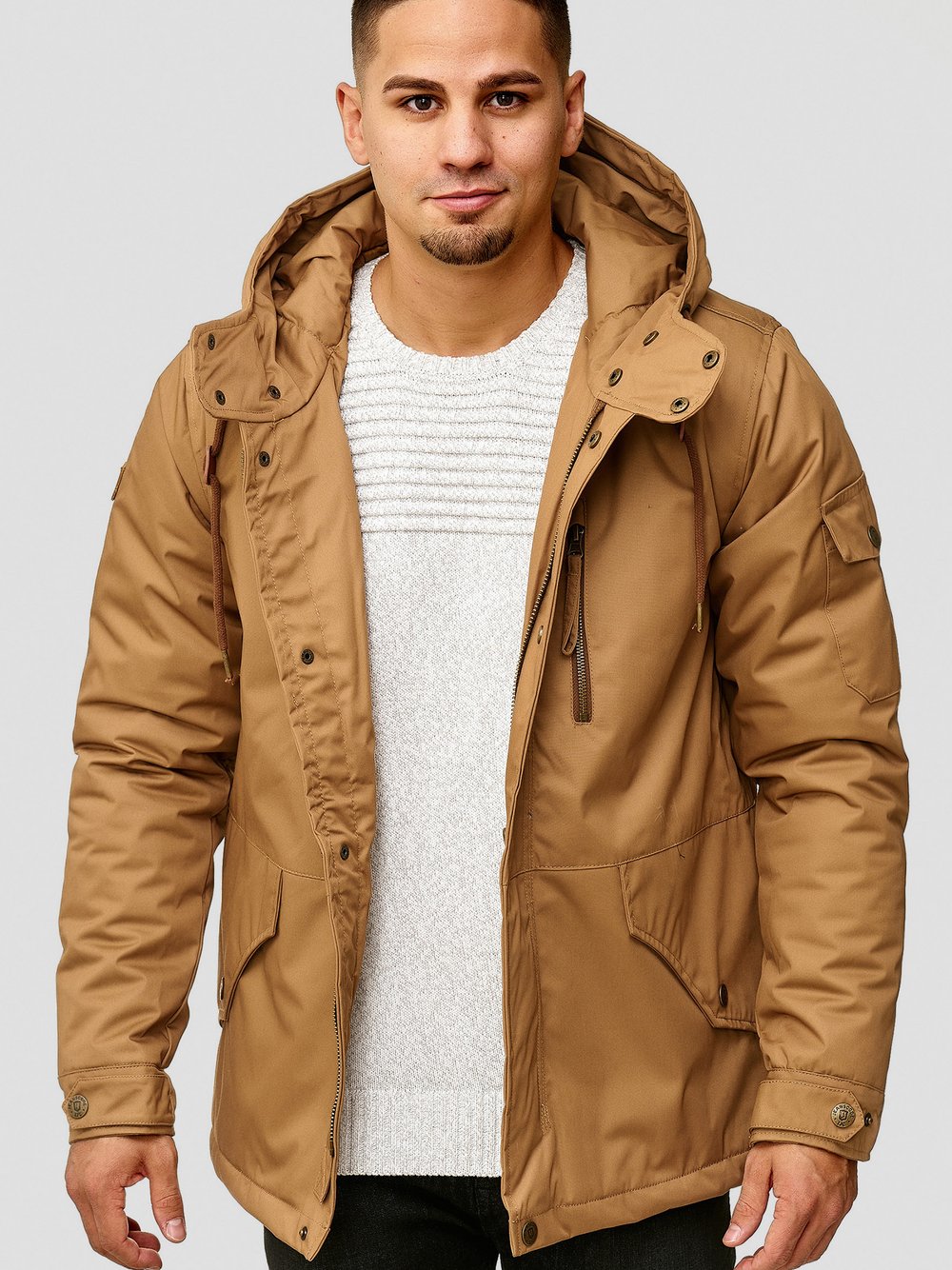 Indicode Parka Herren Baumwolle braun, L