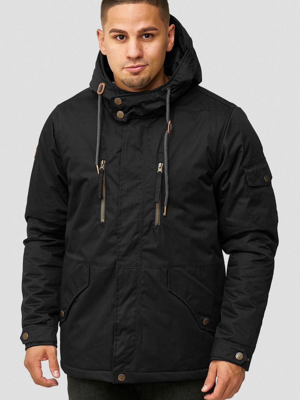 Indicode Parka Herren Baumwolle schwarz, XXL