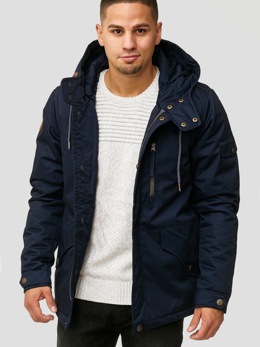 Indicode Parka Herren Baumwolle blau, L