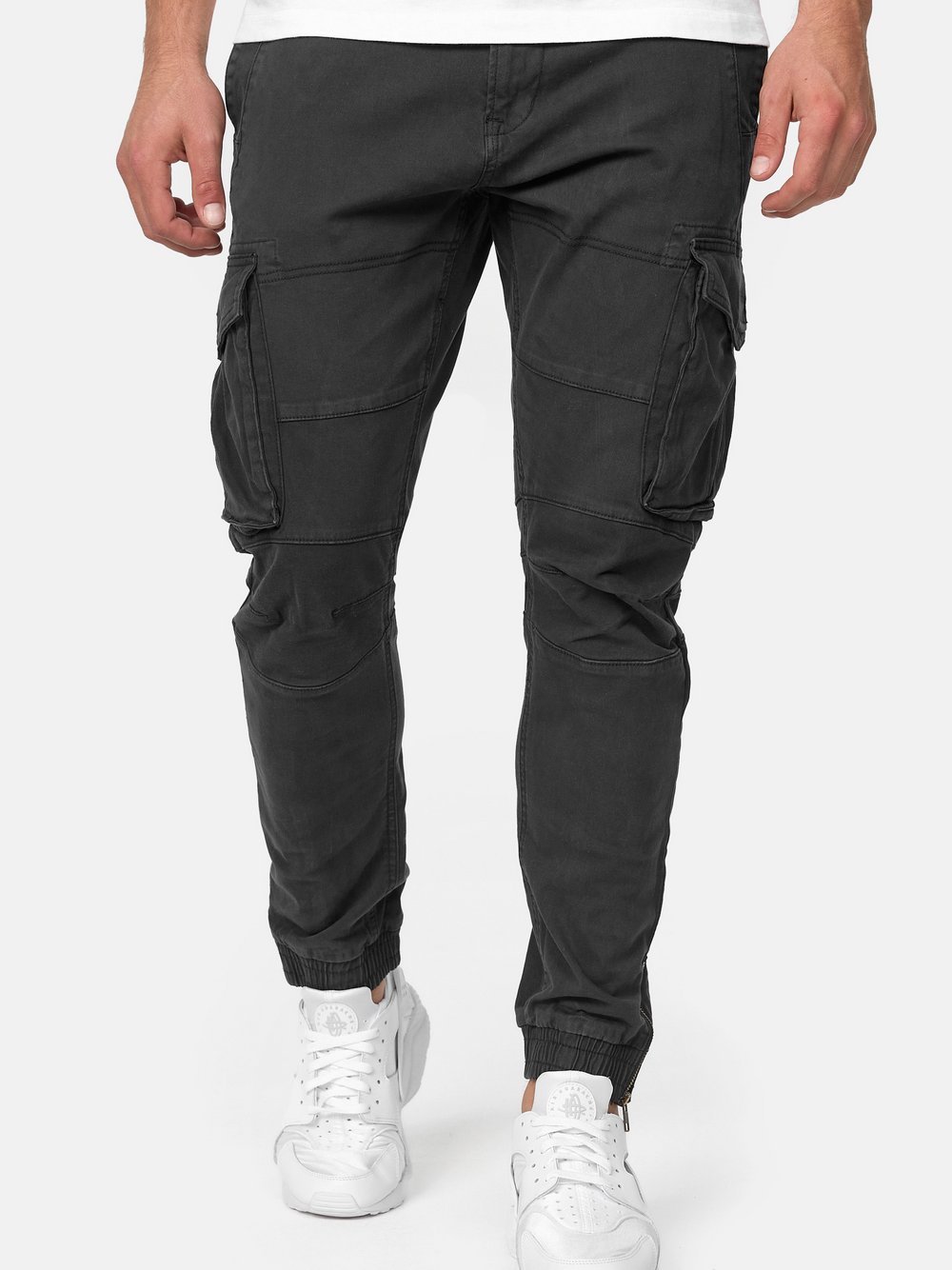 Indicode Cargohose Herren Baumwolle schwarz, L