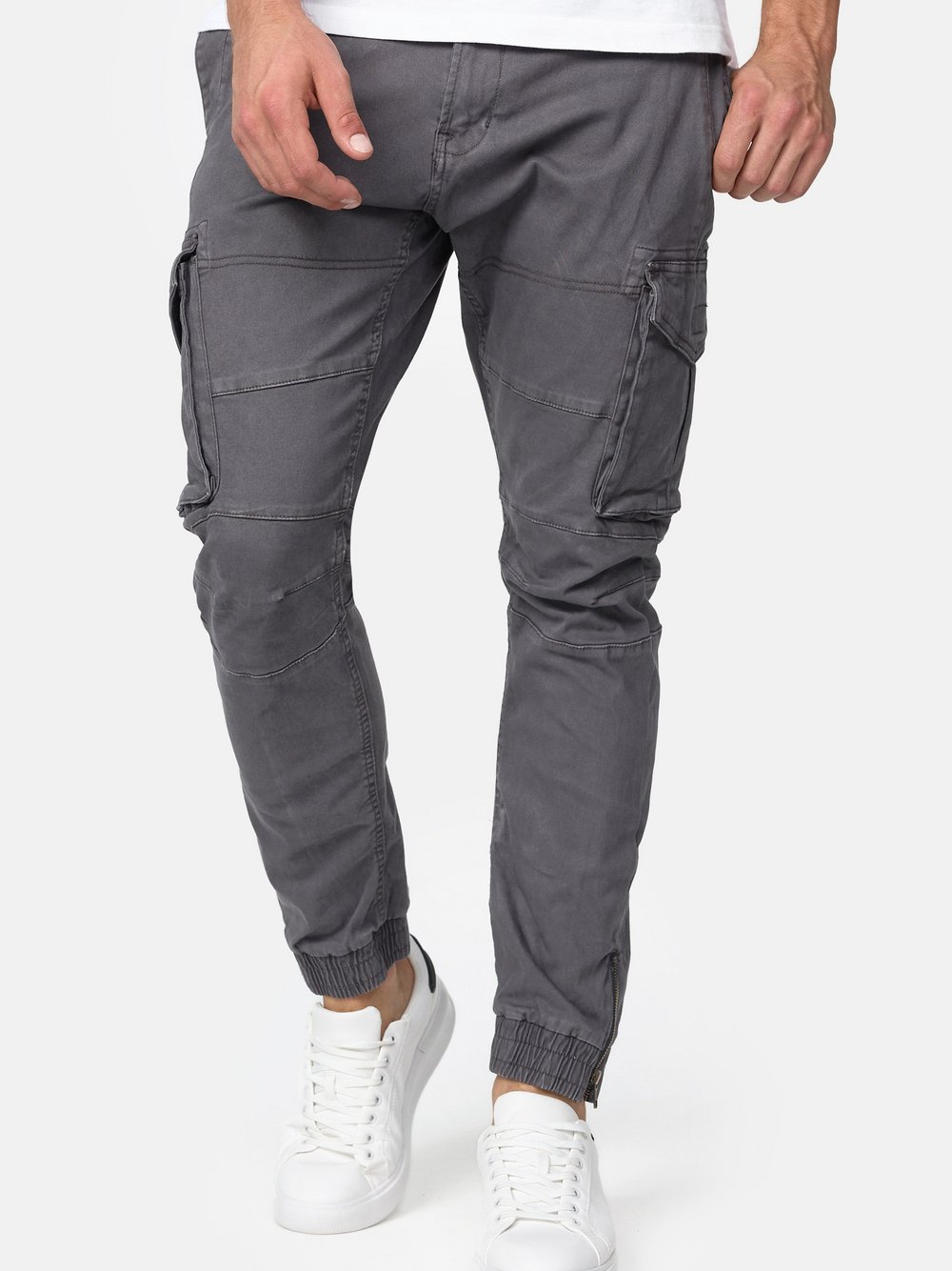 Indicode Cargohose Herren Baumwolle grau, XXL